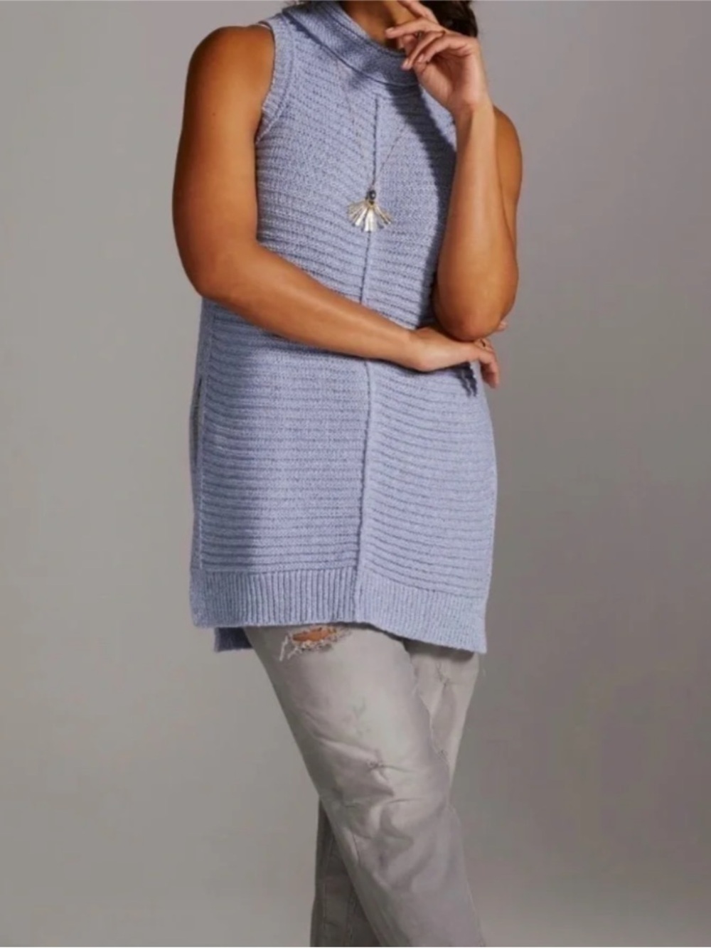 Pilcro Lavender Sleeveless Cowl Neck Knit Tunic